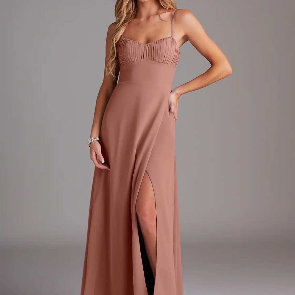Azazie Spaghetti Strap Maxi Dress in Mauve
